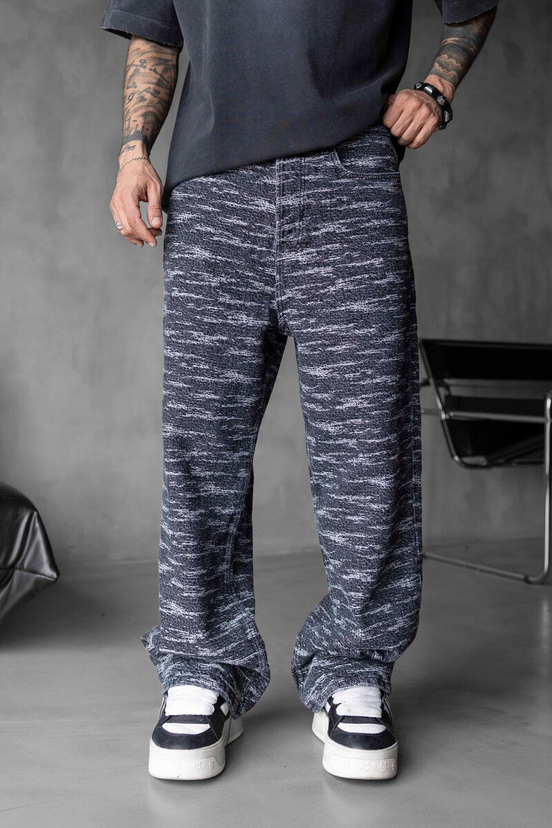 Jacquard Baggie Black Denim Jeans 17101