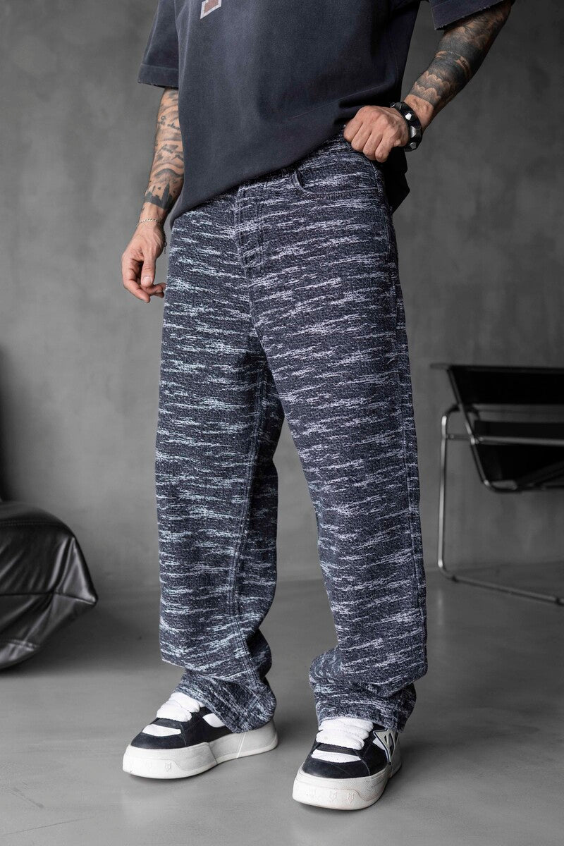 Jacquard Baggie Black Denim Jeans 17101