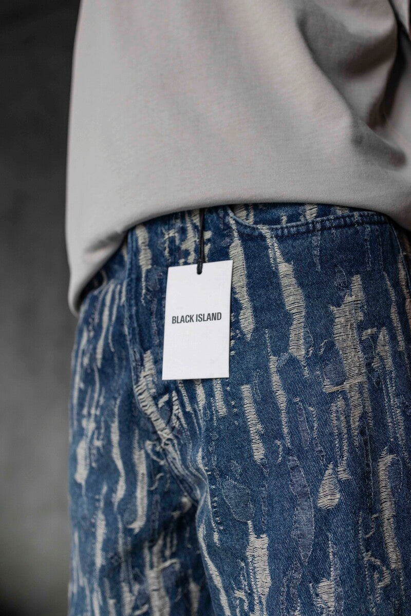 Jacquard Baggie Blue Denim Jeans 17104