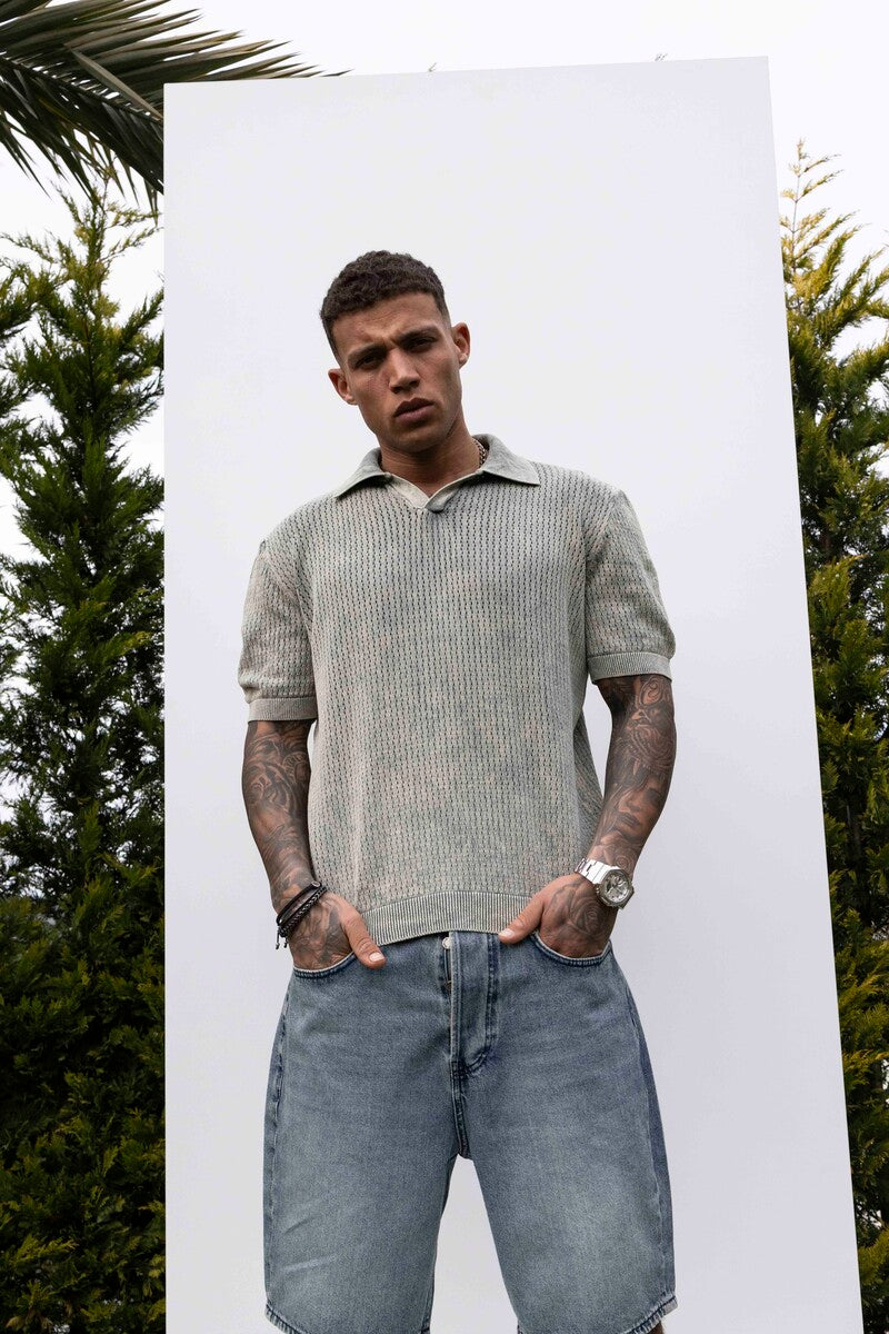 KHAKI POLO COLLAR KNITWEAR KRN1004