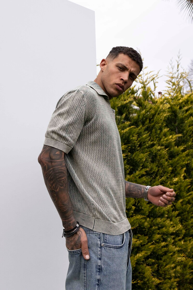 KHAKI POLO COLLAR KNITWEAR KRN1004