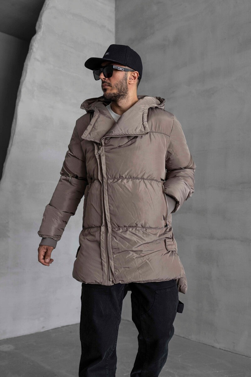 Long Coat Assymetric Zip Jacket 7001