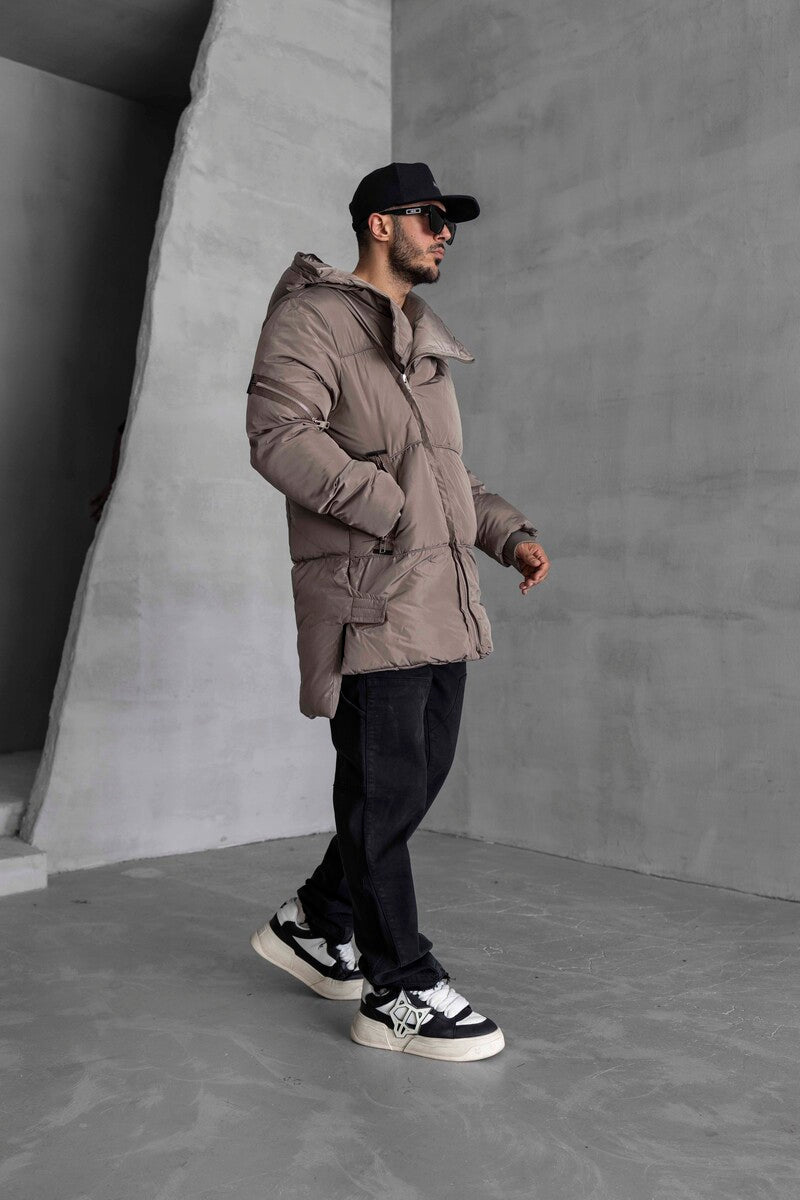 Long Coat Assymetric Zip Jacket 7001