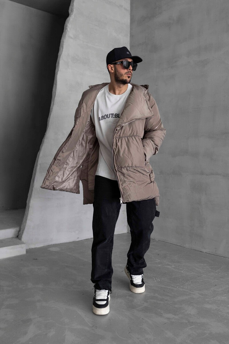 Long Coat Assymetric Zip Jacket 7001