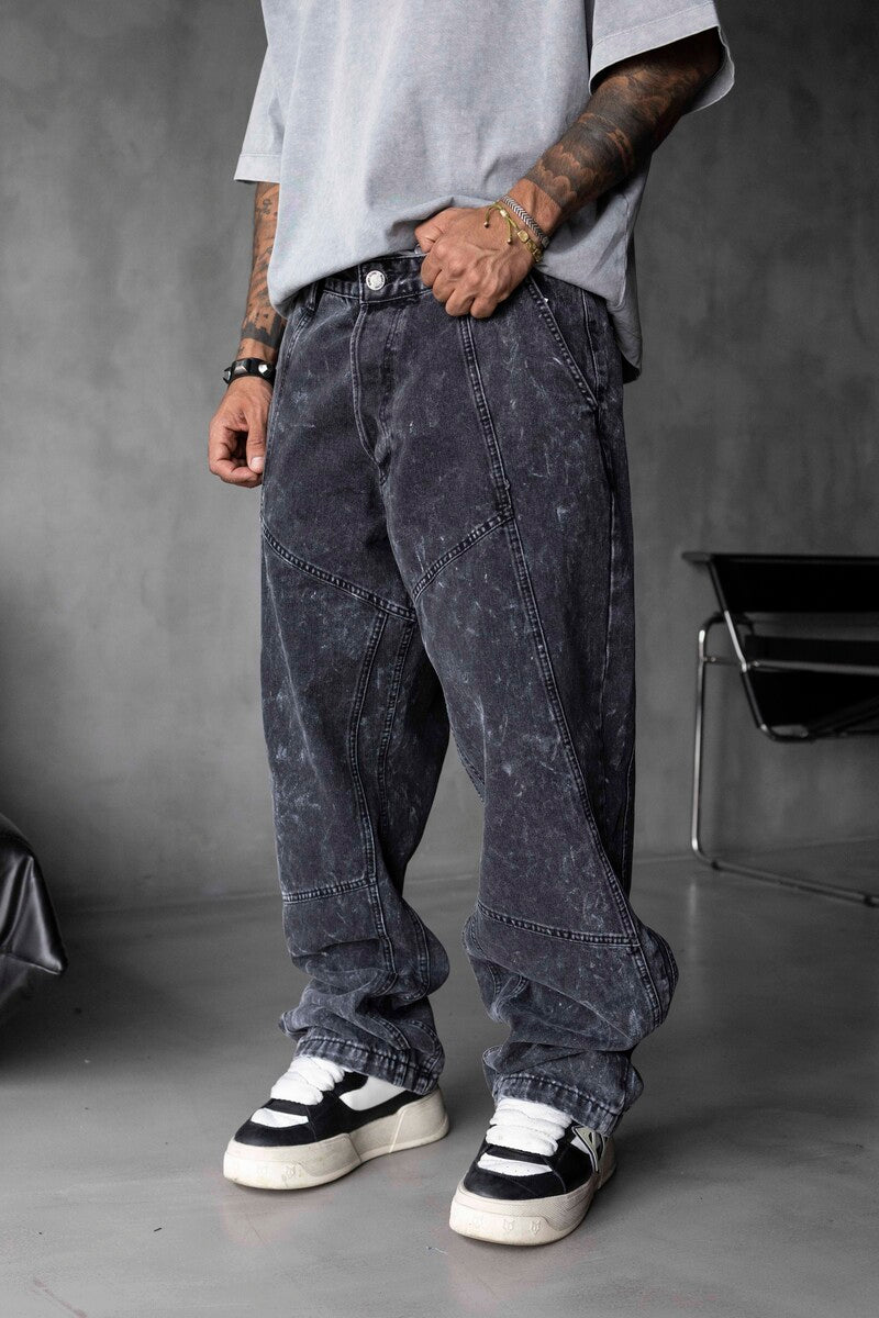 Loose Fit Washed Black Jeans 17108