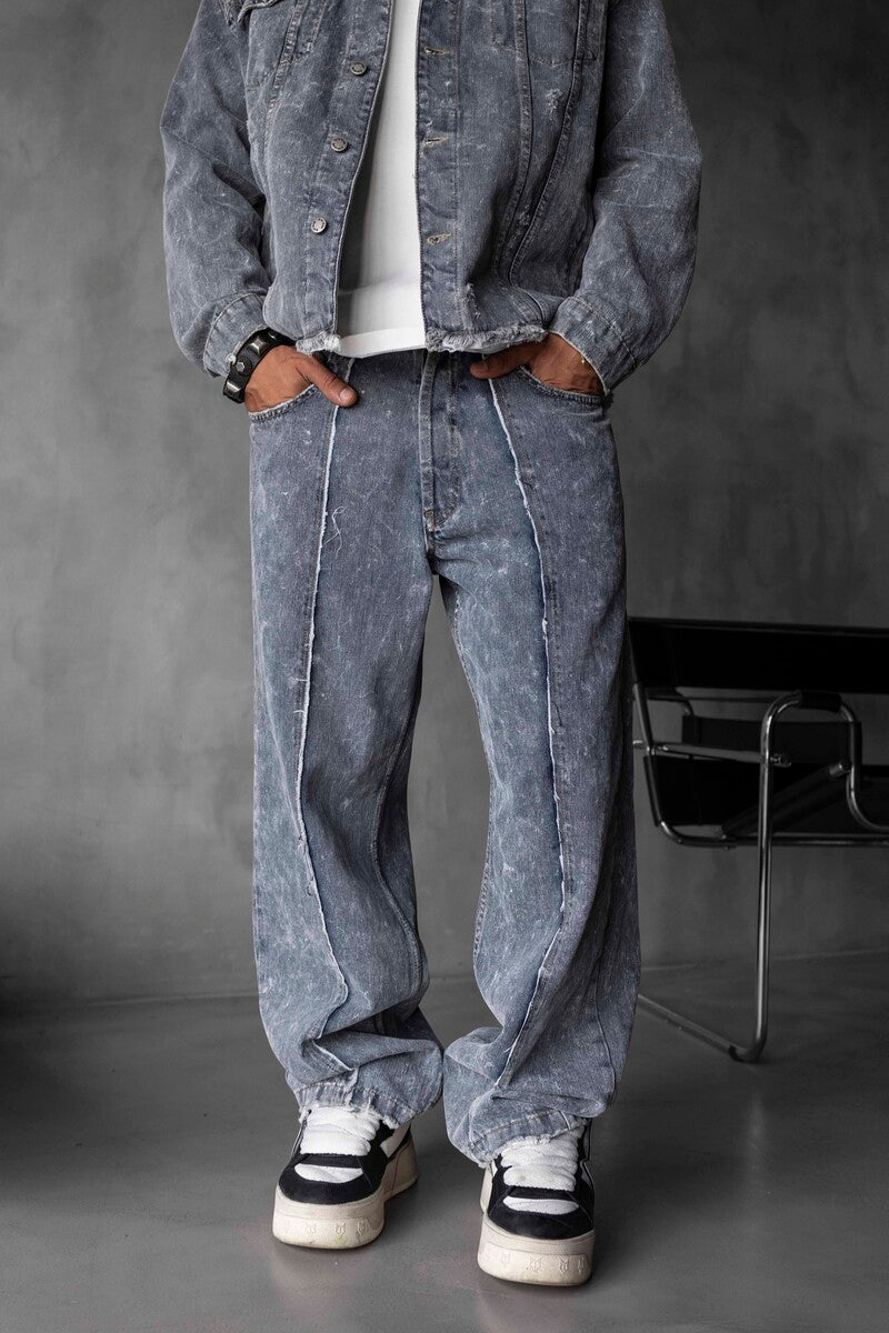 Loose Fit Washed Blue Jeans 17114
