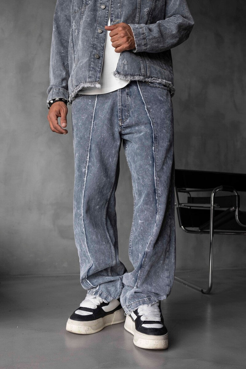 Loose Fit Washed Blue Jeans 17114