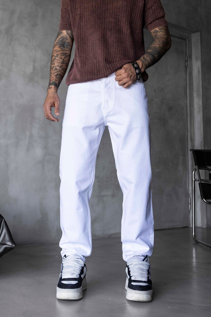 Loose Fit Washed White Jeans 17201