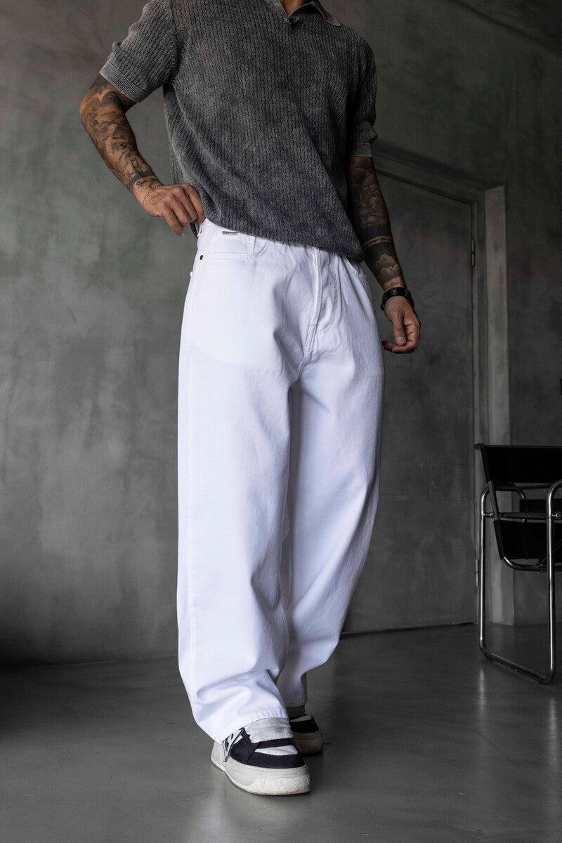 Loose Fit White Jeans 17202