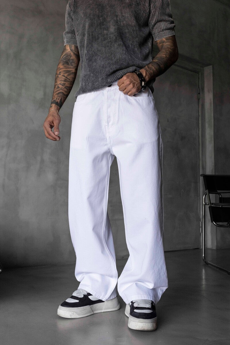 Loose Fit White Jeans 17202