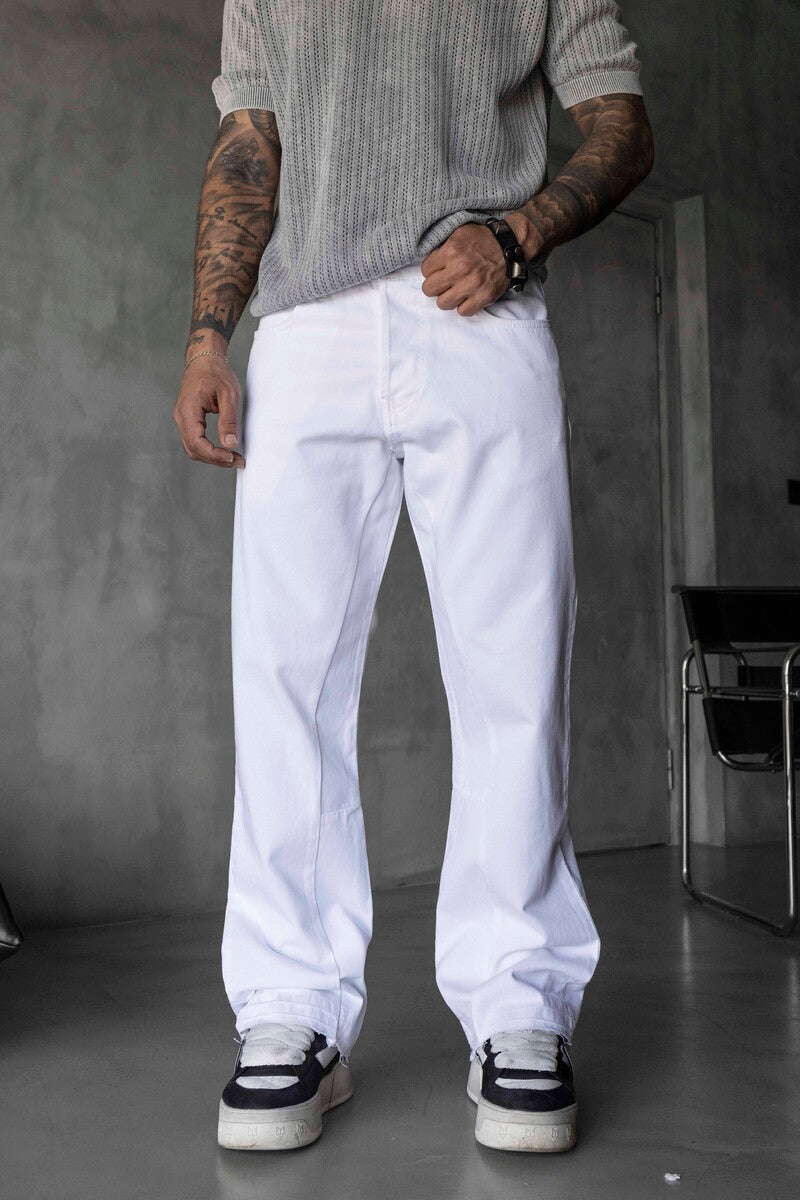 Loose Fit White Jeans 17217