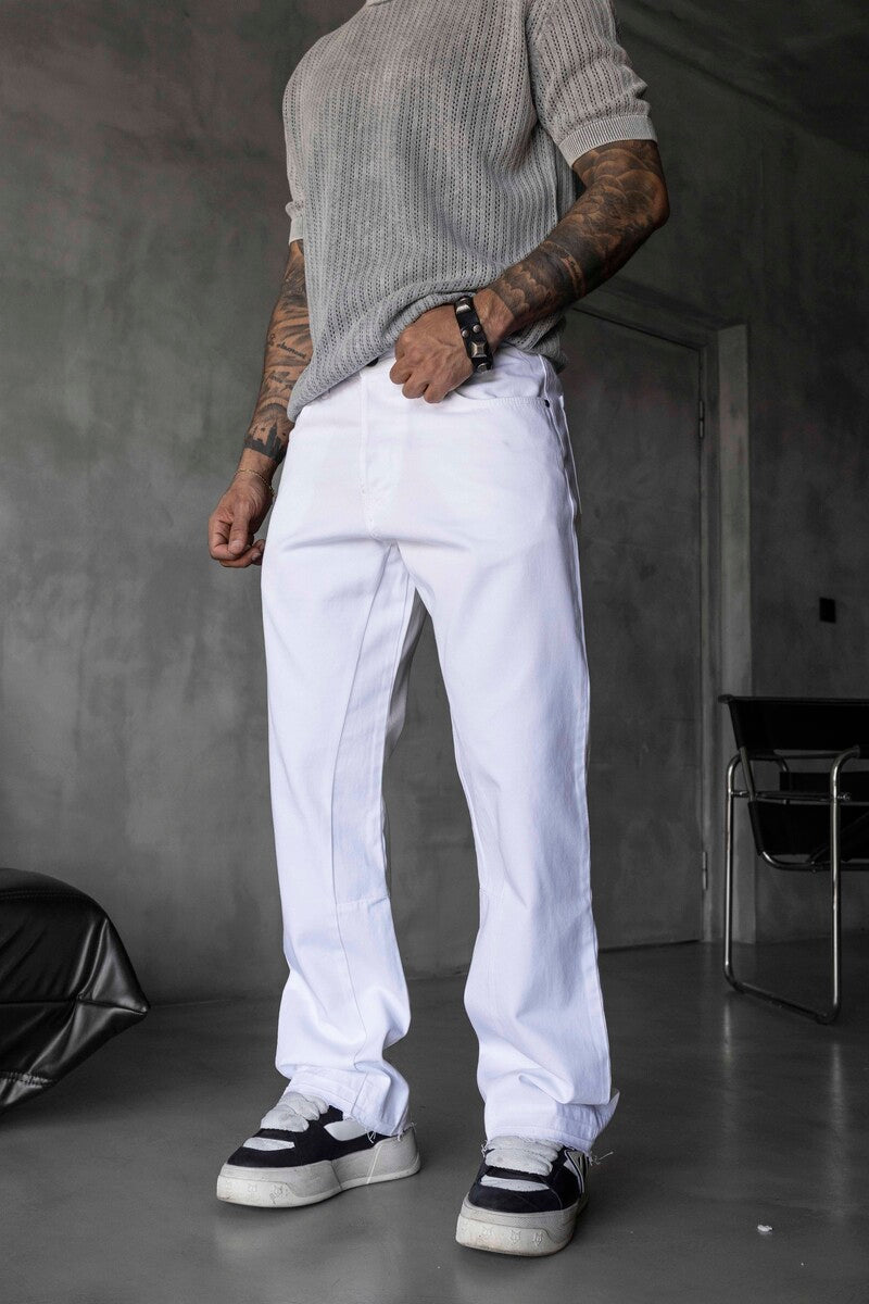 Loose Fit White Jeans 17217
