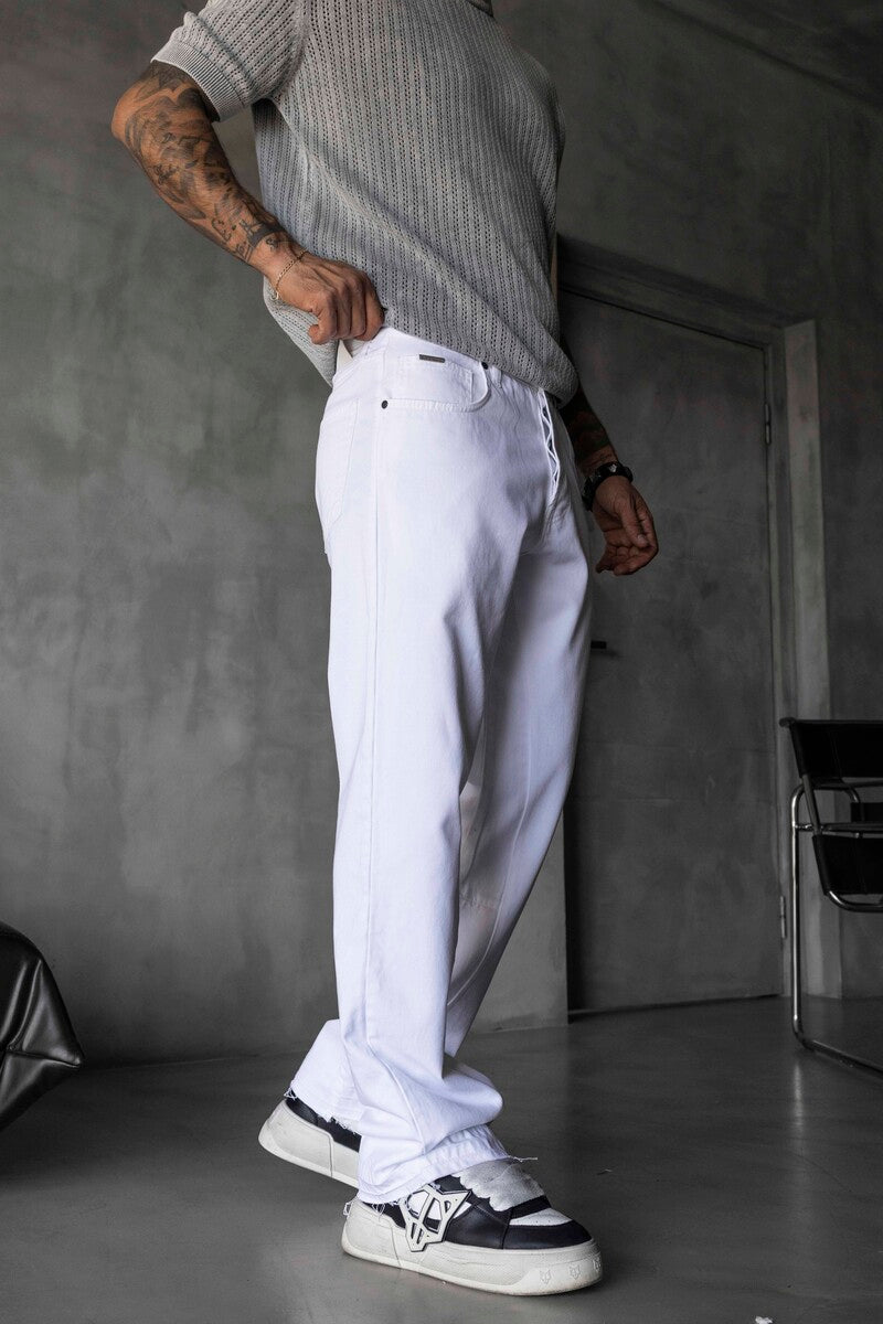 Loose Fit White Jeans 17217