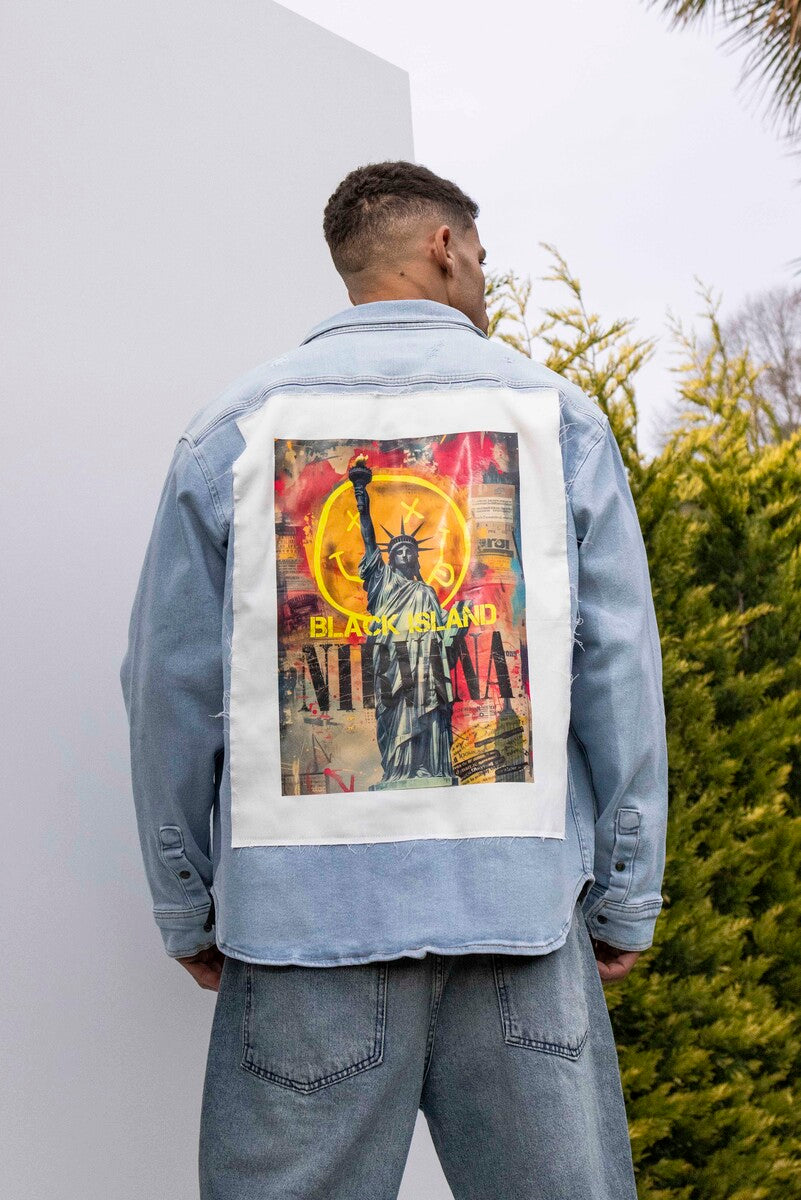NIRVANA PRINTED DENIM JACKET BLUE 17126