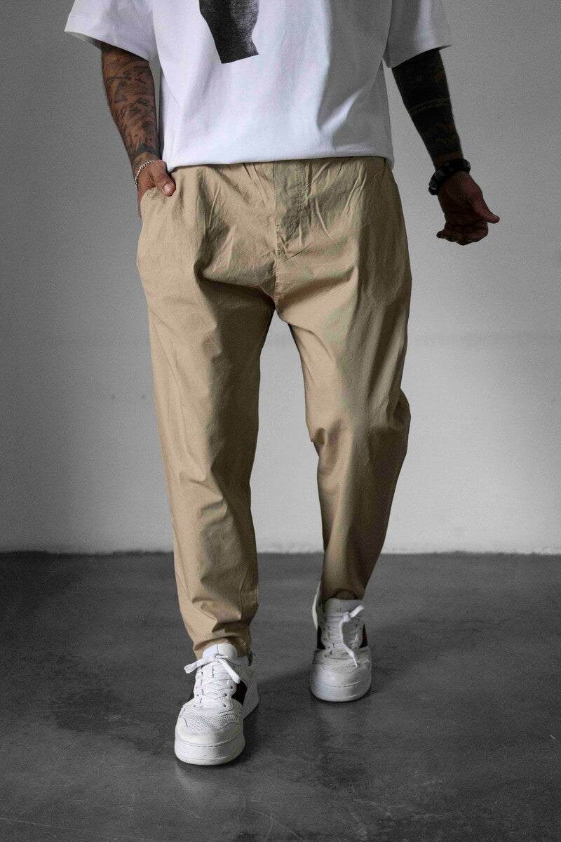 Men’s Grey Material Pants – Create Your Style Parachute Jogger Pants Beıge 16341