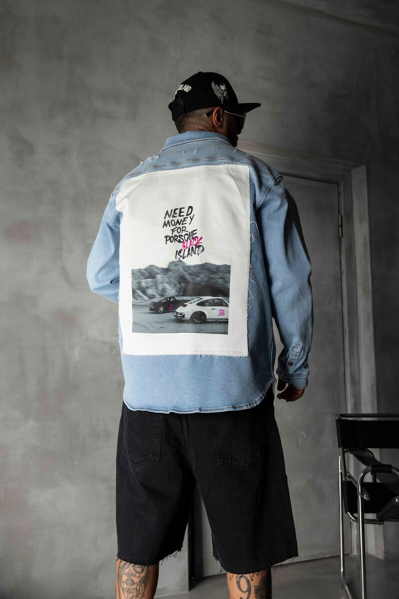 PORCHE PRINTED DENIM JACKET BLUE 17125