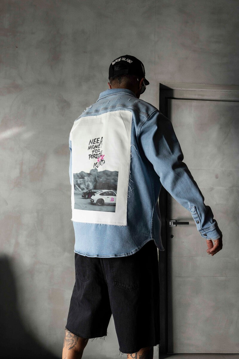 PORCHE PRINTED DENIM JACKET BLUE 17125