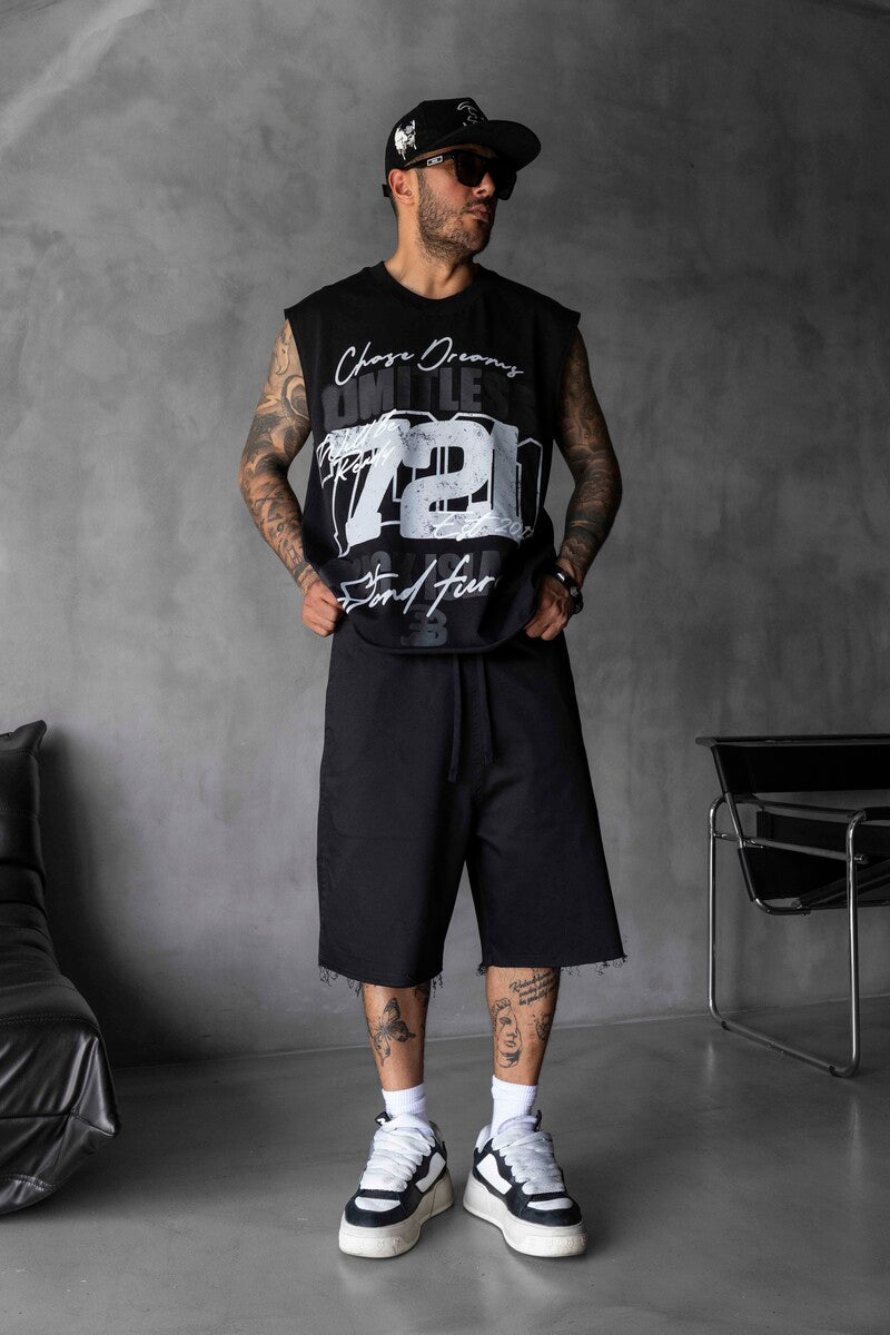 Printed Black Singlet 1883