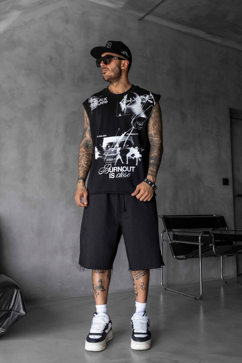 Printed Black Singlet 1885