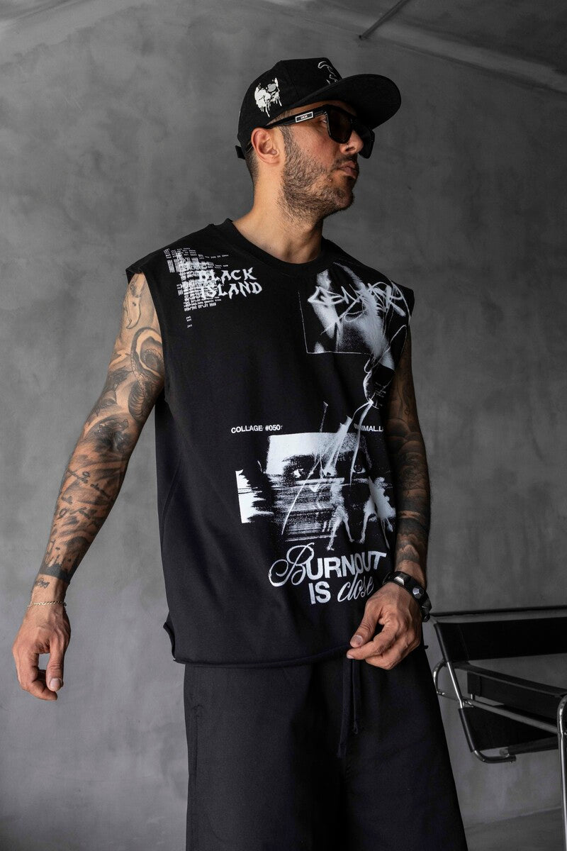 Printed Black Singlet 1885
