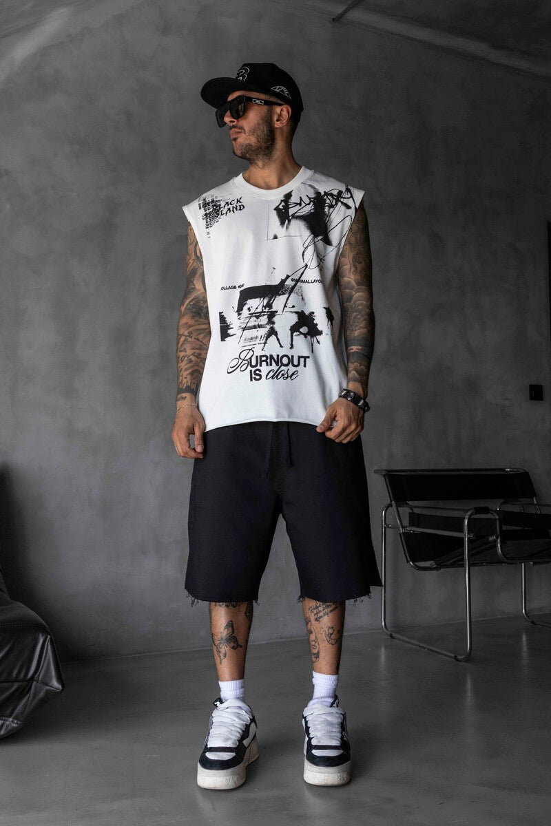 Printed White Singlet 1885