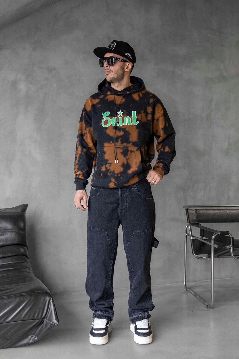Saint Printed Black Hoodie 1496