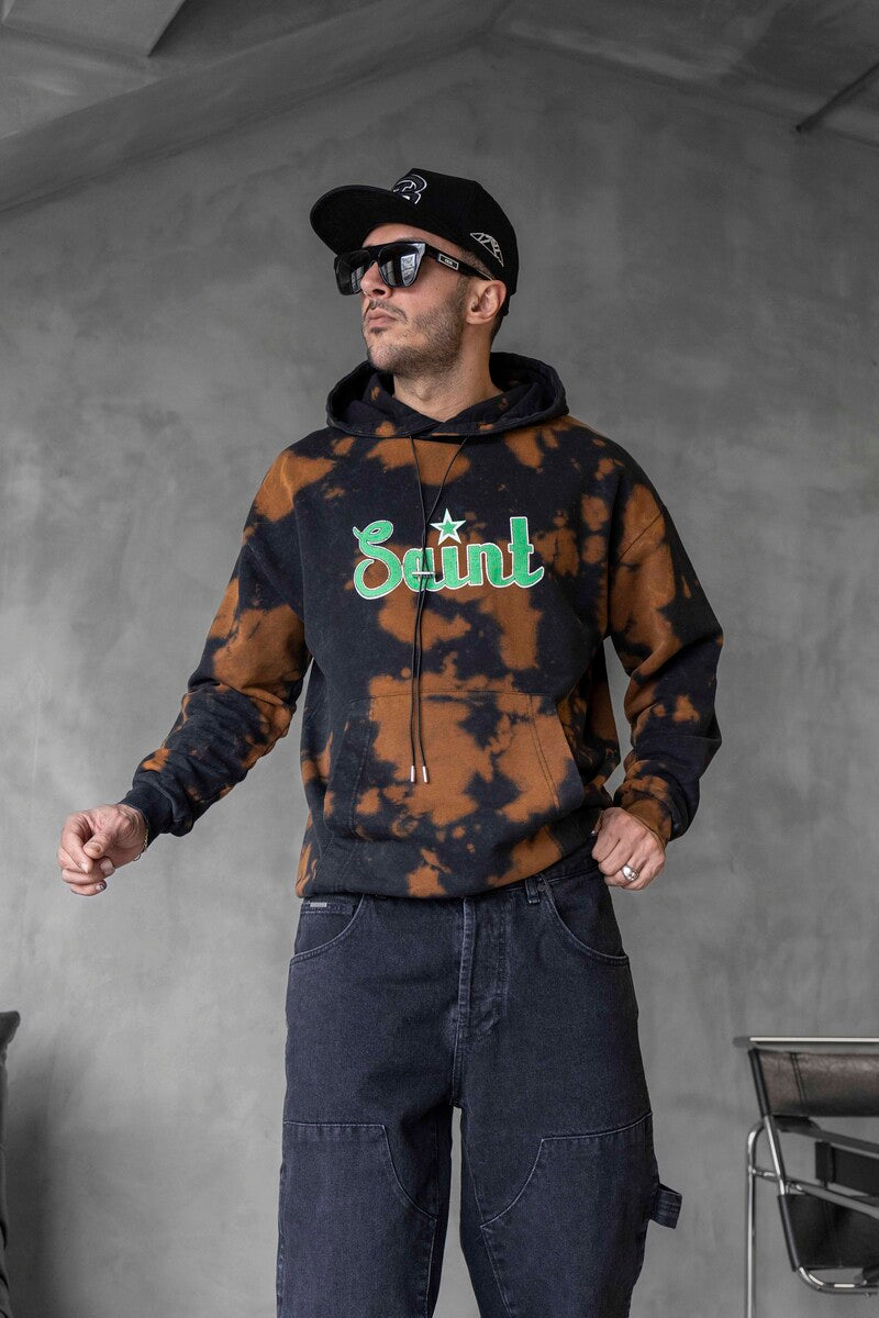 Saint Printed Black Hoodie 1496