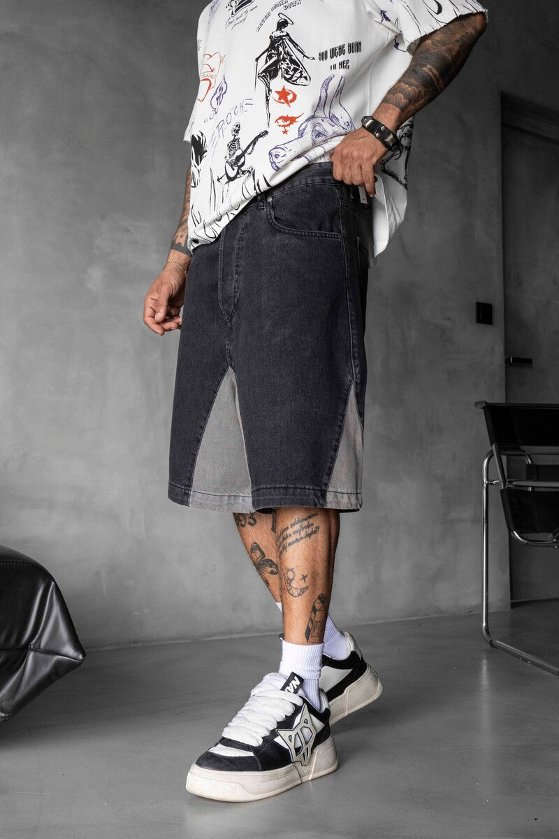 Split Denim Short Black 17240