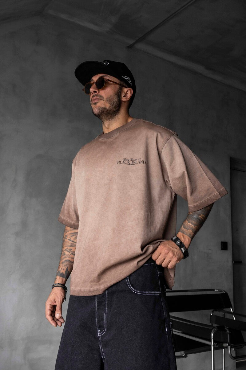 SPRING SUMMER WASHED T-SHIRT BROWN 1853