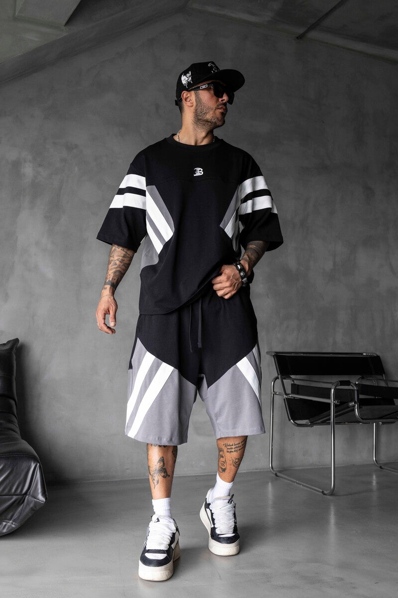 Summer Shorts & Tee Set Black 1866-67