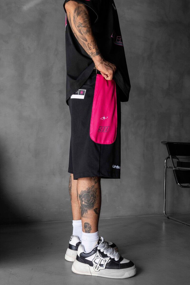 Summer Shorts & Tee Set Black Pink 1873-74