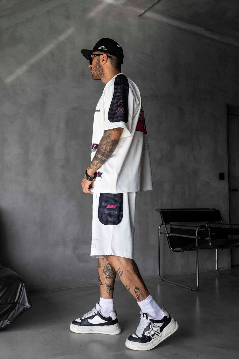Summer Shorts & Tee Set White Black 1873-74