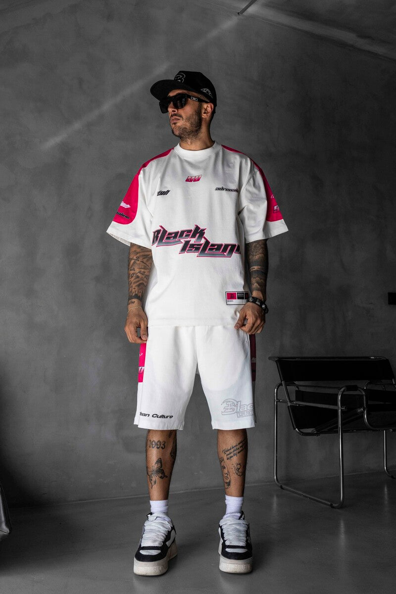 Summer Shorts & Tee Set White Pink 1873-74