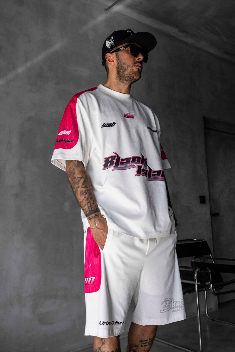Summer Shorts & Tee Set White Pink 1873-74