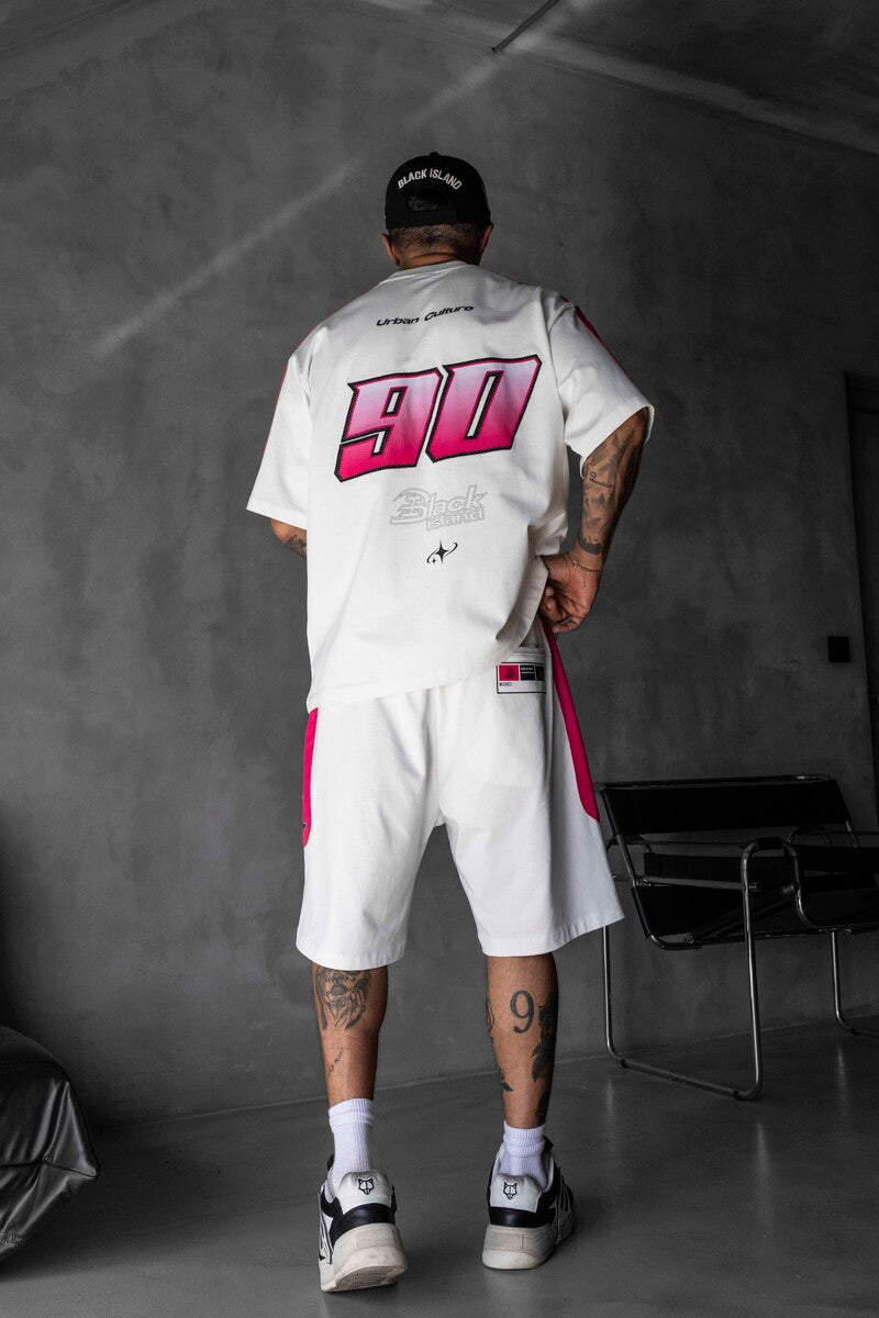 Summer Shorts & Tee Set White Pink 1873-74