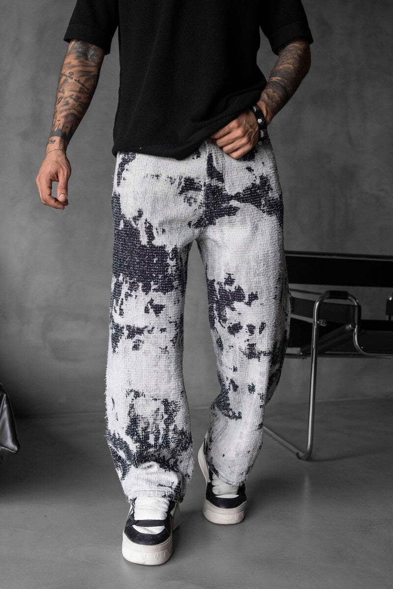 TEXTURED BAGGY DENIM JEANS 17094