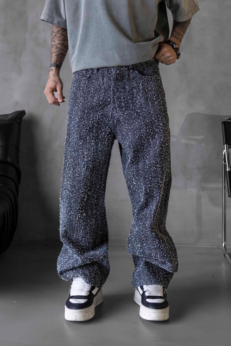 TEXTURED BLUE BAGGY JEANS 17057