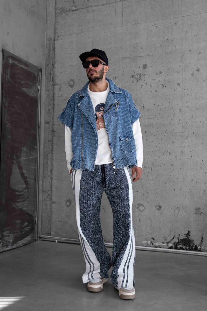 TEXTURED BLUE DENIM VEST 16843