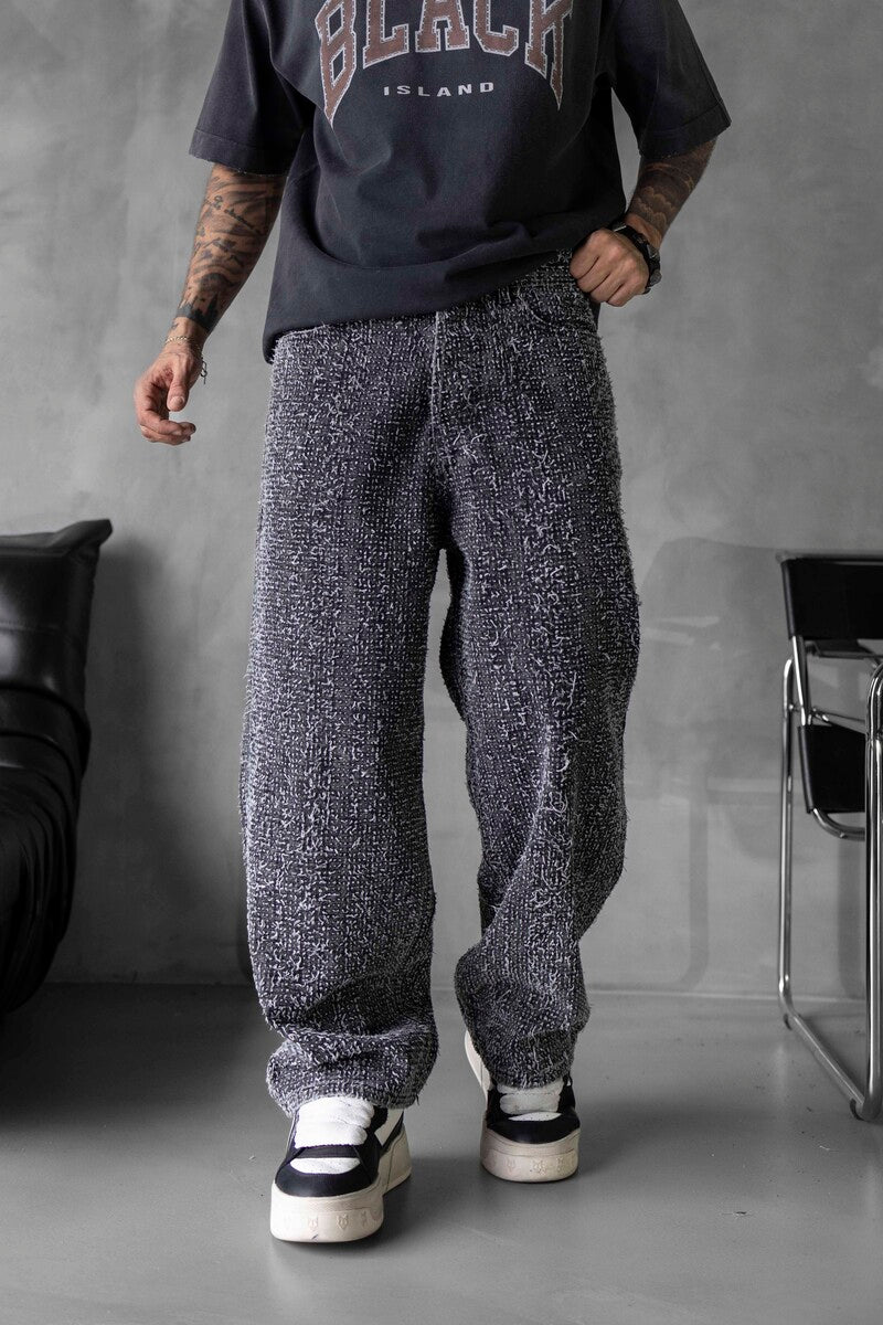 TEXTURED GRAY BAGGY JEANS 17058