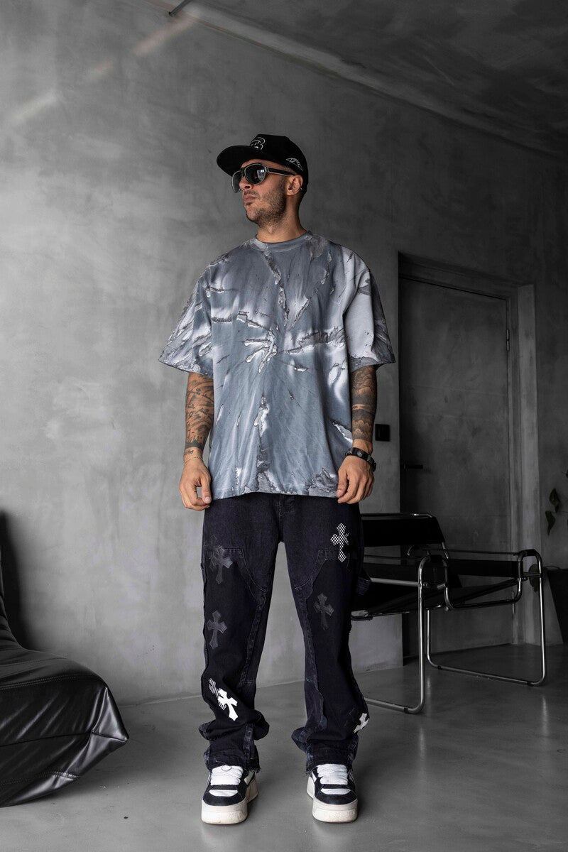 TIE-DYE WASHED T-SHIRT BLUE 1685