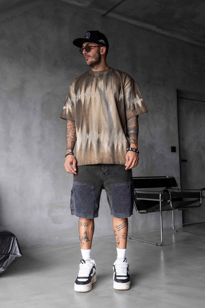TIE-DYE WASHED T-SHIRT BROWN 1685