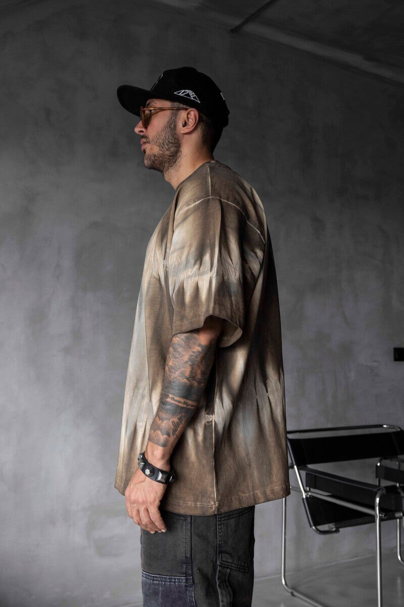 TIE-DYE WASHED T-SHIRT BROWN 1685