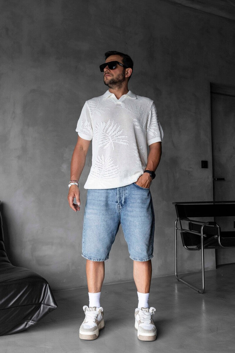 WHITE POLO COLLAR KNITWEAR KRN1005