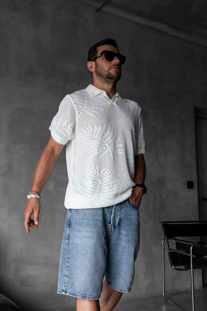 WHITE POLO COLLAR KNITWEAR KRN1005