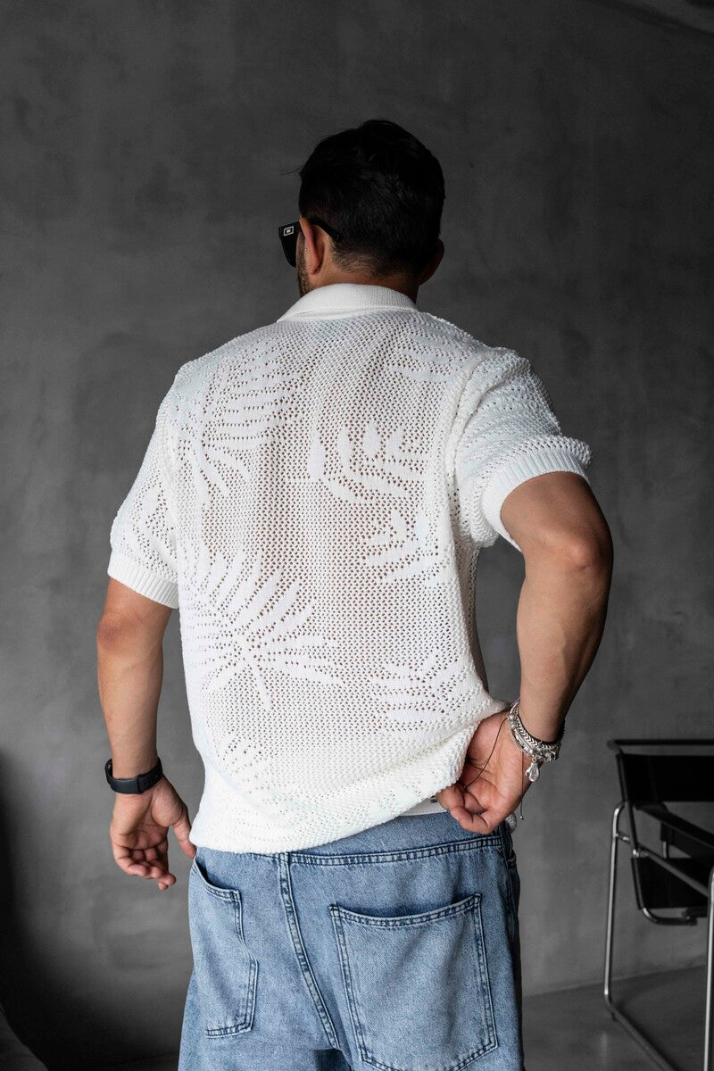 WHITE POLO COLLAR KNITWEAR KRN1005