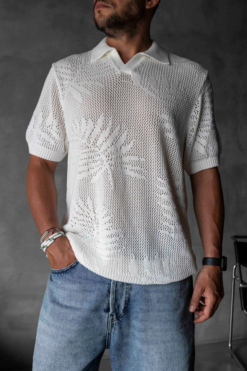 WHITE POLO COLLAR KNITWEAR KRN1005